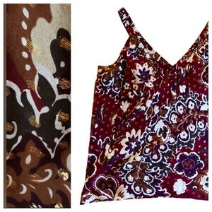2/$30 ANN TAYLOR Silk floral tank with gold detail! Size 0